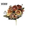 Soft Pastel Flowers Artificial Rose Bouquet for Wedding Bridal, Fake Photography Props Home Decoration And Props, Realistic Art Craft