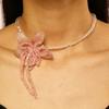 Sweet Cool Spice Style Hip Hop Heart Shape Necklace Light Luxury High Love Zircon Crystal Necklace Neck Chain