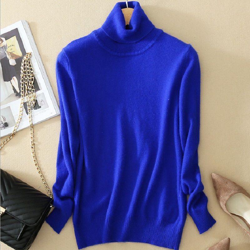 Women's Winter Slim Sweater Knit Turtleneck Soft Cashmere Wool Long Sleeve Pullover