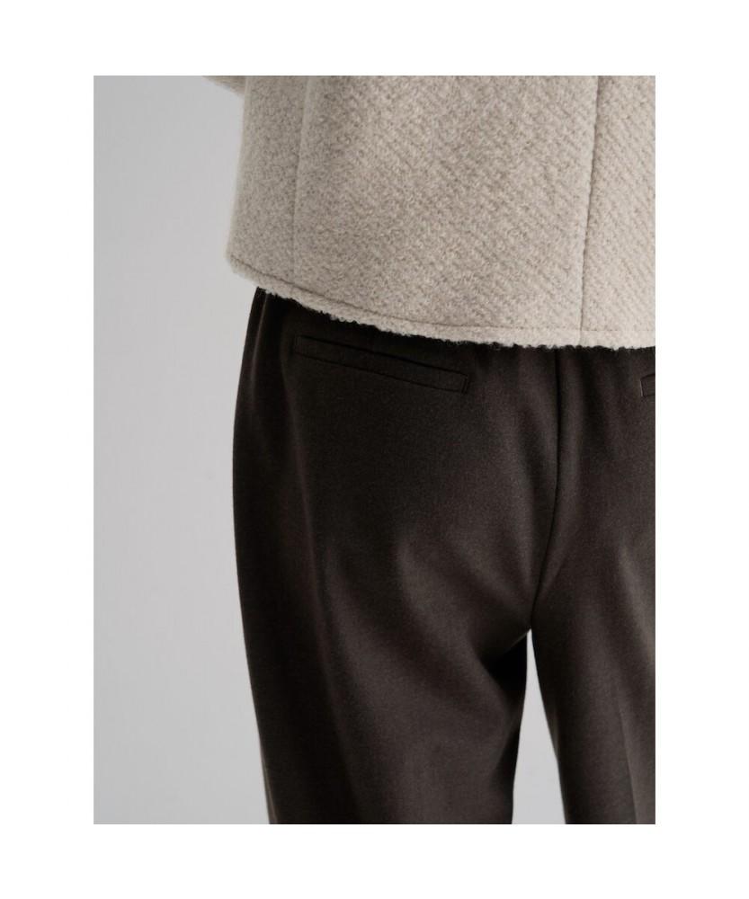 8SECONDS Winter Half-Banding Single-Pleat Wide Slacks Brown