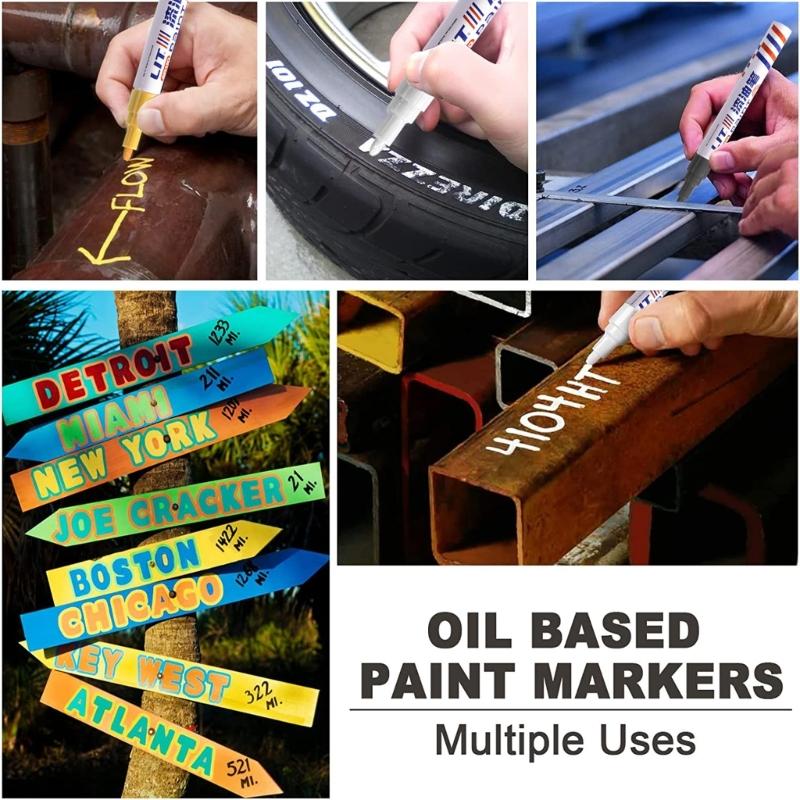 Tire Paint Pen Long Lasting Car Wheel Touch Up Paint Marker Pen Waterproof Oil Based Formula for Tire Restoration