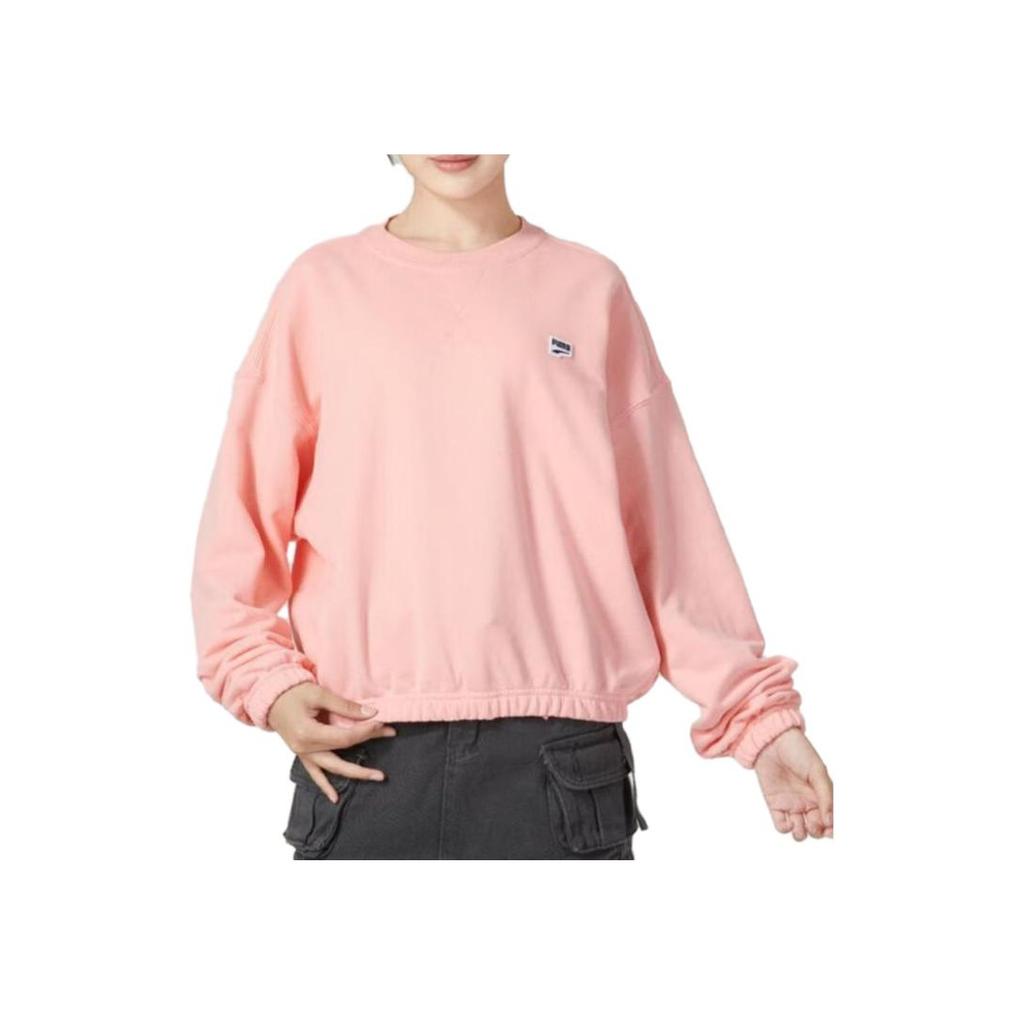 Puma Sports Casual Short Sleeve Crewneck Sweatshirt Women Sweatshirt Pink 623455-63