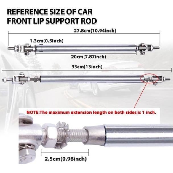 2 st Frambalksdelare för Bumper Strut Rod 8''-11'' Justerbar Delare Silver