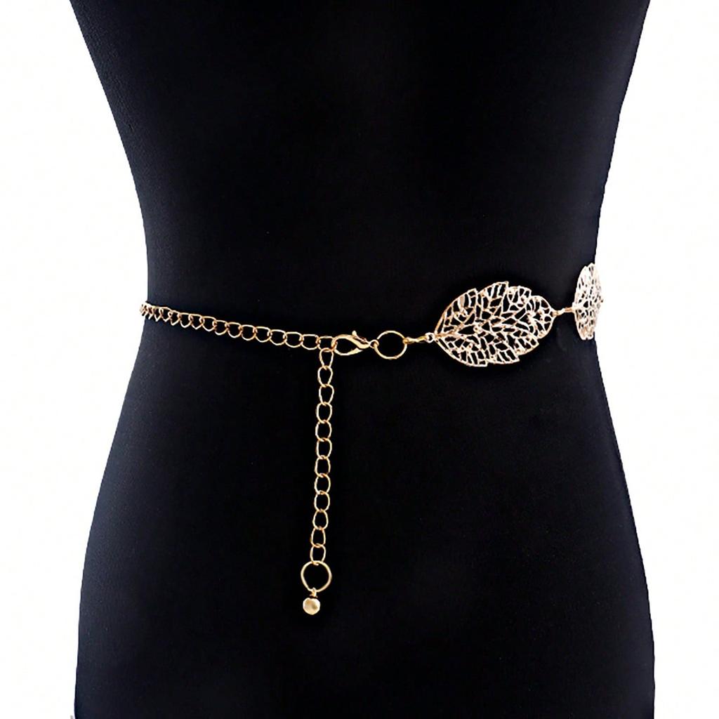 Personalized Punk Versatile Leaves Hollow Decorative Waist Chain Women's European and American Niche Design Temperament Body Chain