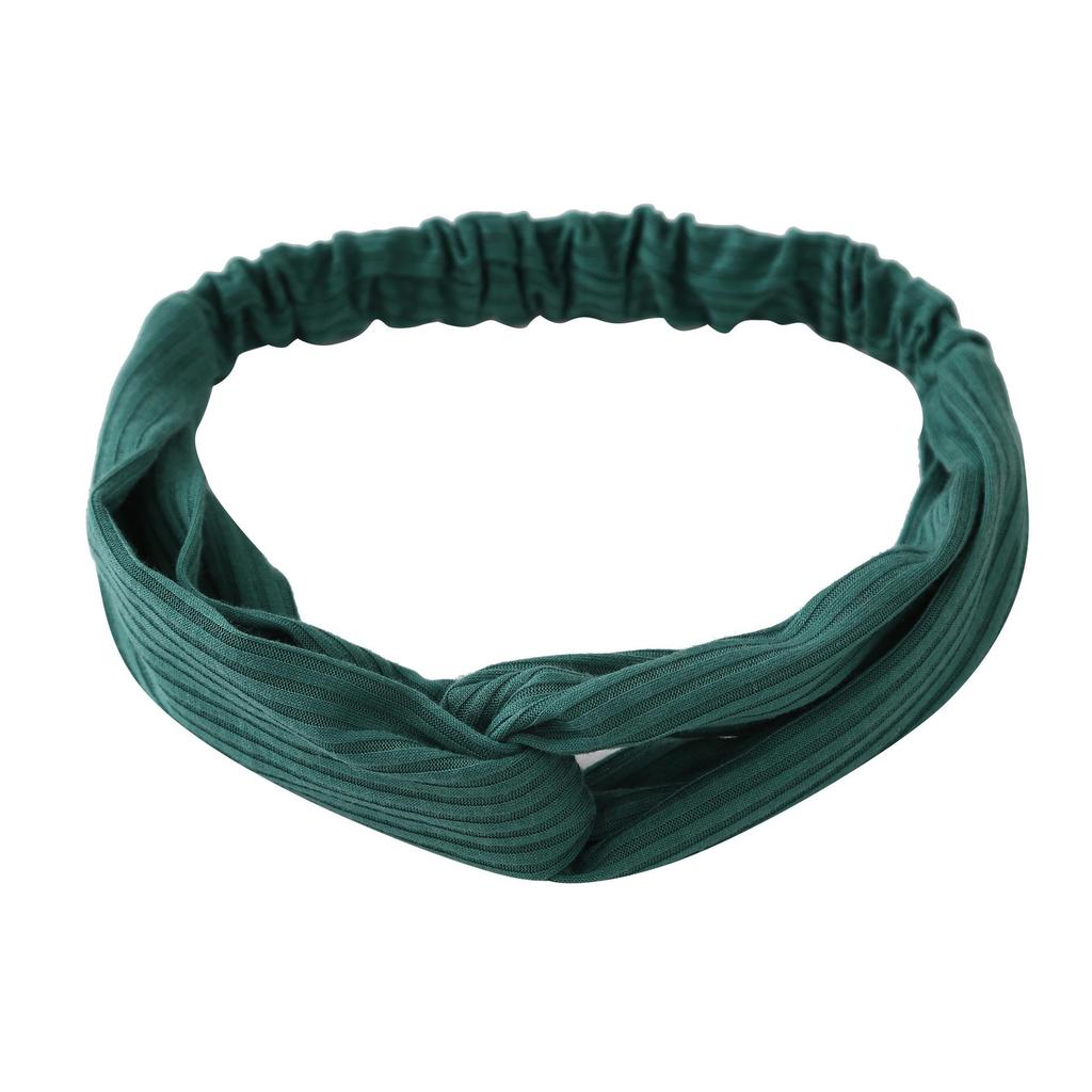 European & American Knit Crossover Headband: Pure Color Elastic Yoga Sports Hair Tie for Women