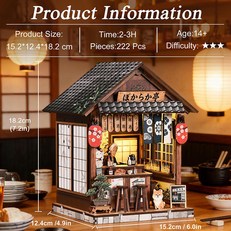 OUZEY 3D Wooden Yiranju Izakaya DIY Assembly Model Desktop Decoration Creative Toy Gift Box Suitable For Teenagers