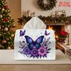 2D Flat 1pc, Tissue Box. Butterfly Floral Pattern Napkin Dispenser, Reusable, Daily Desktop Tissue Organizer, Suitable for Kitchen Living Room Bedroom