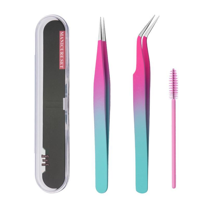 Nerezová ocel Zahnutá špička Pinzeta na prodlužování řas - Vysokohustotní Páv Motýl Kvetoucí Klip