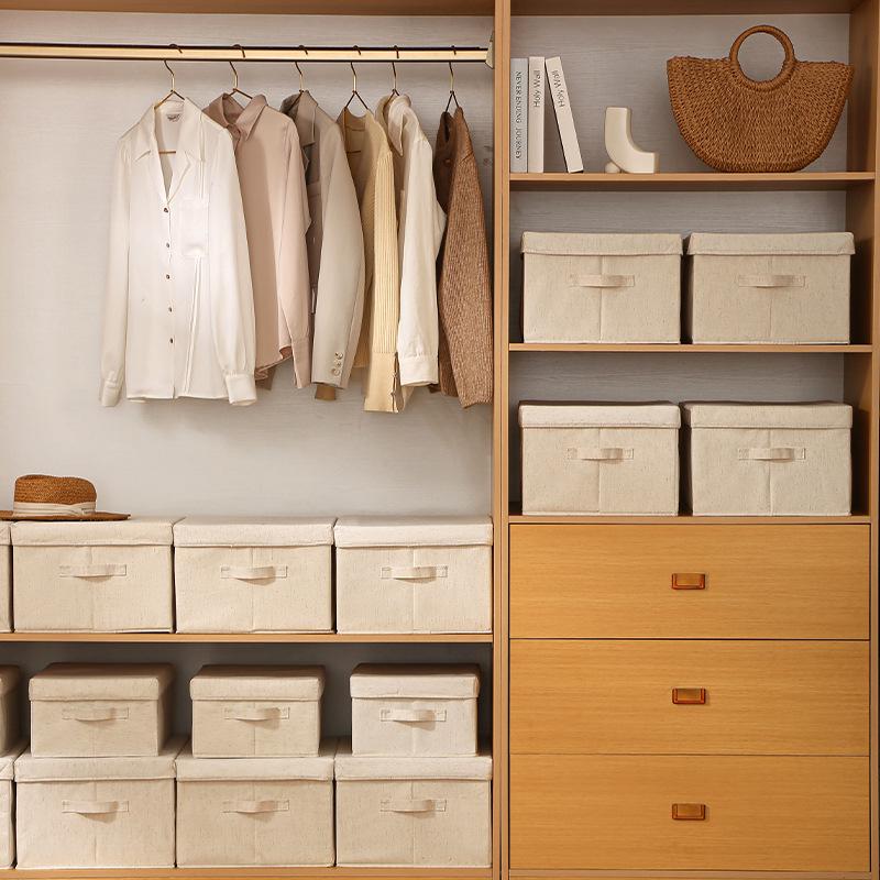 Tianshan Cotton & Linen Foldable Storage Box - Thickened, Washable Fabric for Bedroom Organization