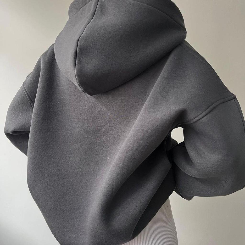 Damen Langarm Kapuzenpullover V-Ausschnitt Lockere Pullover Damen Tops Einfarbig Sweatshirts