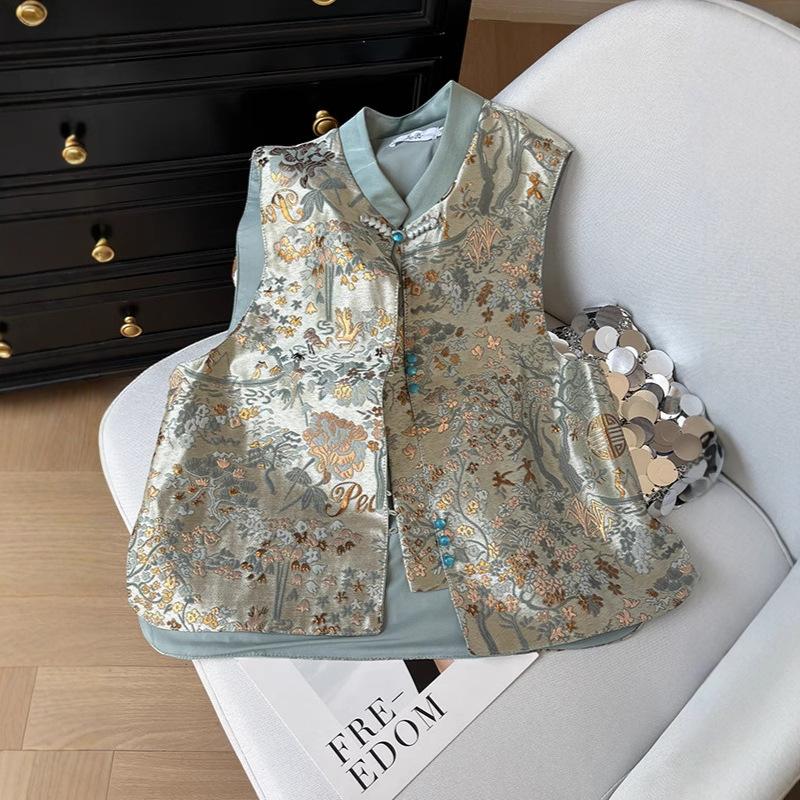 Button Sleeveless Vest Top Women's High-end Vest Women's Small Vest