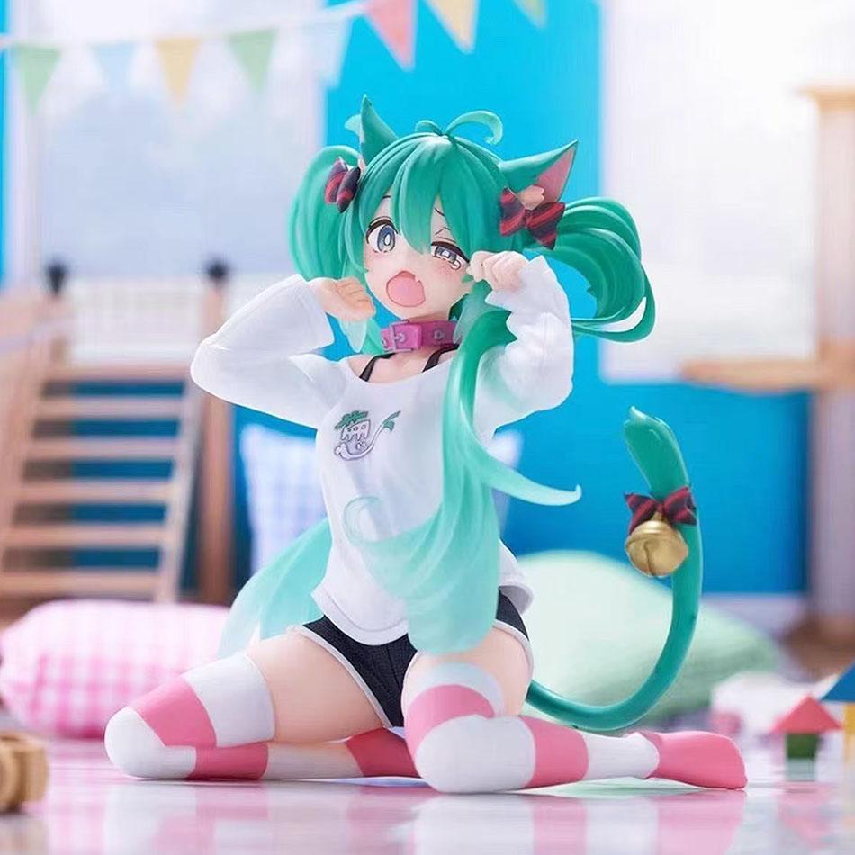 12cm Desktop Cute Hatsune Miku Kwaii Style Anime Figure Toys Model Collector Doll Birthday Gift Christmas PVC Kid Friendly Entertaining Fun Play Safe