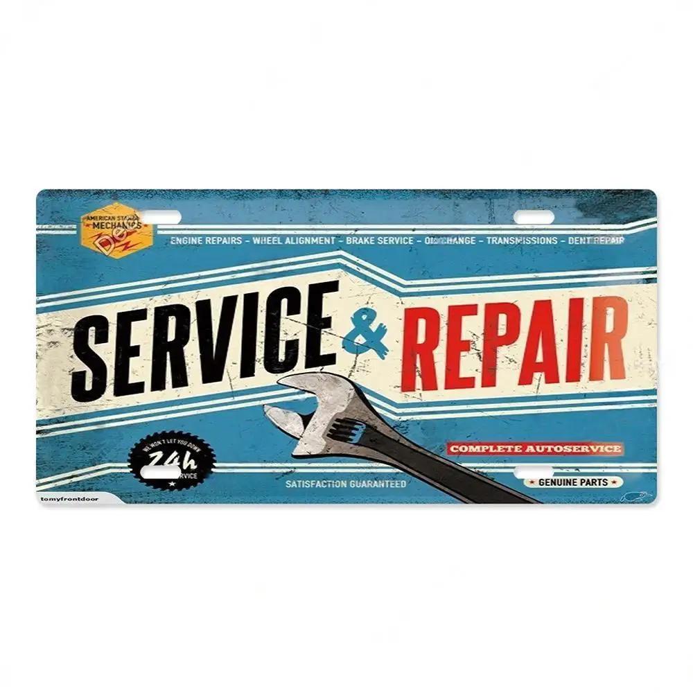 Service Reparatur Vintage Schild Nummernschild Metallschild Poster für Bar Pub Club Man Cave Garage Wanddekoration