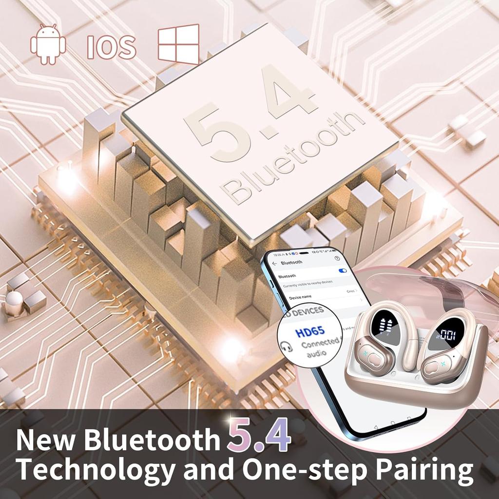 Bluetooth 5.4 Earbuds 75Hrs with Charging Case,IPX7 Waterproof Sport Earphones with Mic,Wireless Noise Cancelling Headphones