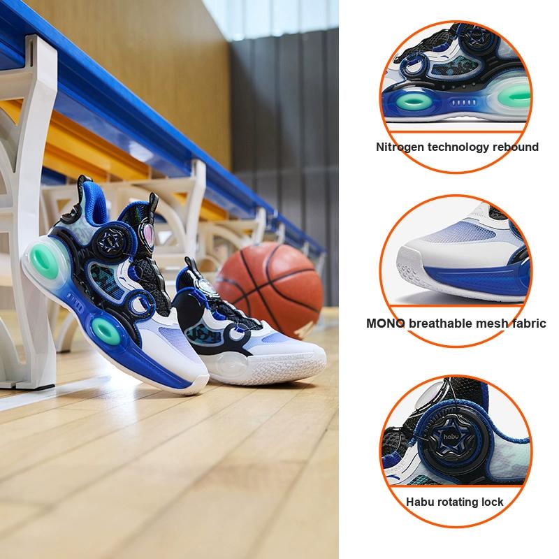 Anta Kids Asymmetrical 3.0 Shock Absorption Low Top Basketball Shoes Kids Sneaker White Black Green 312421120-2