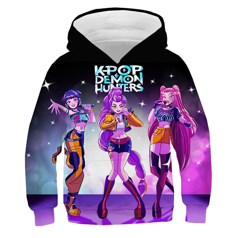 

KPop Мисливці на Демонів Дитячий Одяг Дівчинка Хлопчик Мультяшний Світшот Модні Повсякденні Худі K-Pop Мисливці на Демонів Пуловер Дитячі Вбрання 120