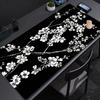 pc Large Floral Mouse Pad  NonSlip Rubber Base Durable Stitched Edges Black with White Cherry Blossom Design