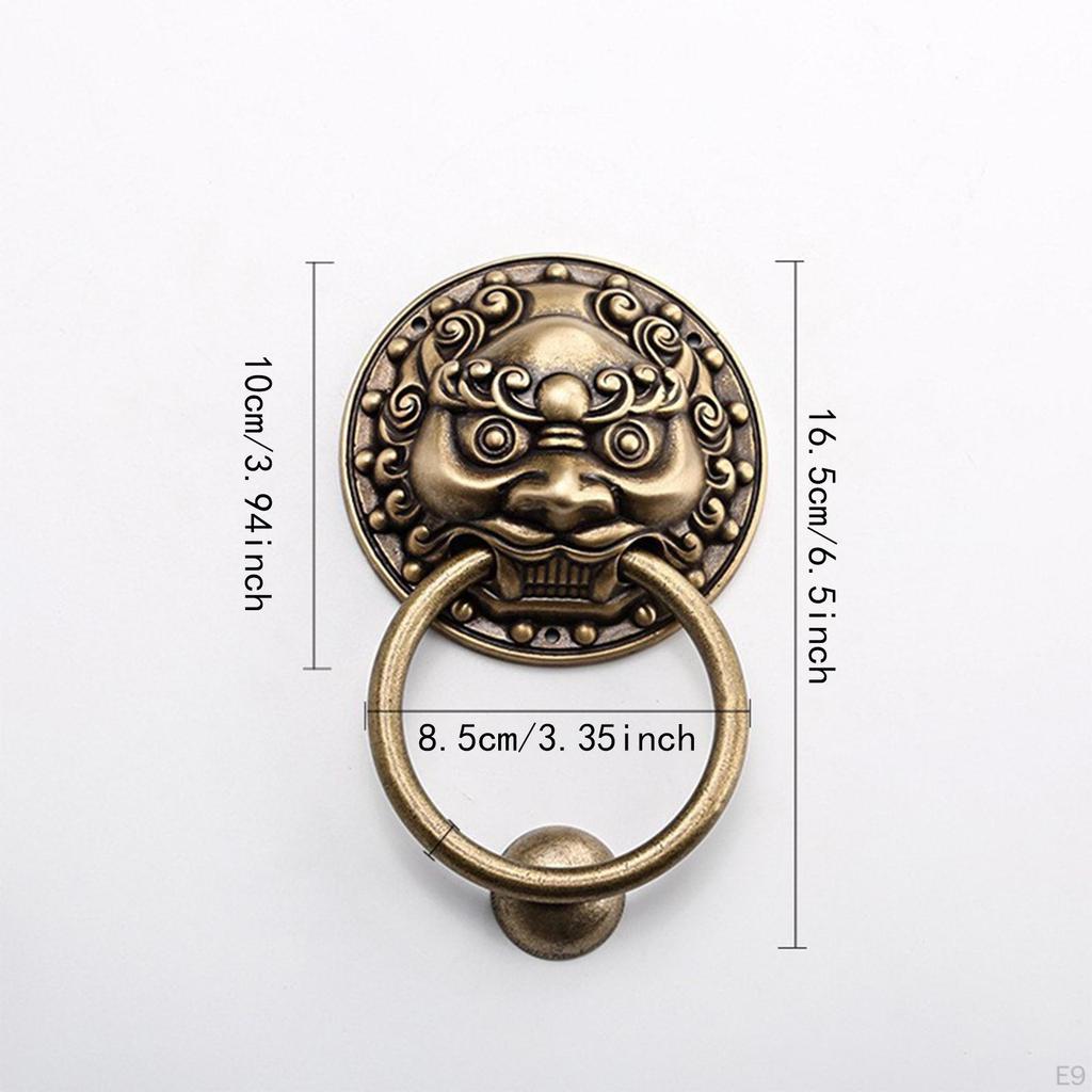 Aldrava de porta de latão com cabeça de animal para frente, conveniente para usar, acessórios de decoração para casa vintage