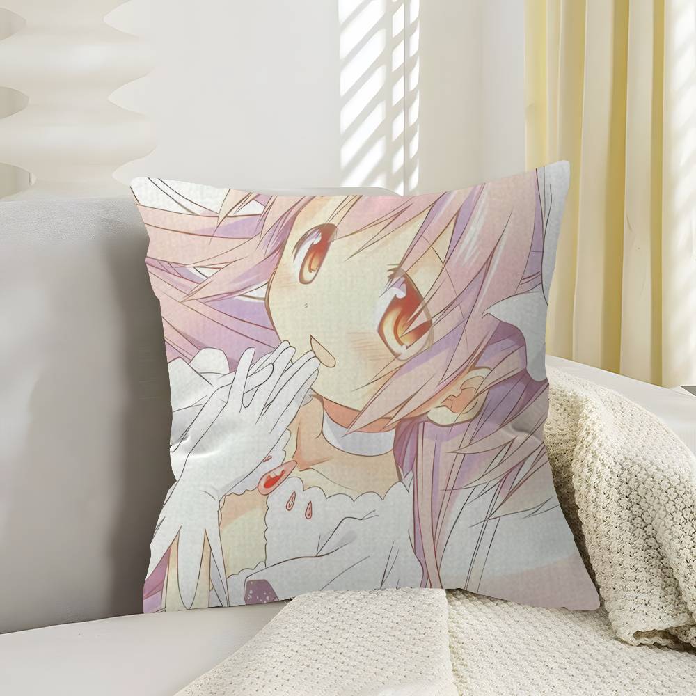 M-Madoka-Magica Pillow Covers Cartoon Sofa Decorative Home Double-sided Printing Short Plush Cute Cushion Cover