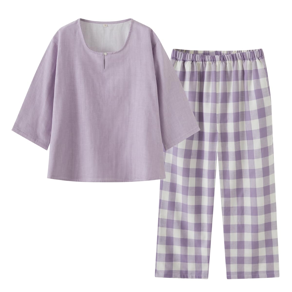 

Cotton Loungewear Pajamas Light Purple [Euyqs] 100% Women s (JP, Alphabet, M, Check)