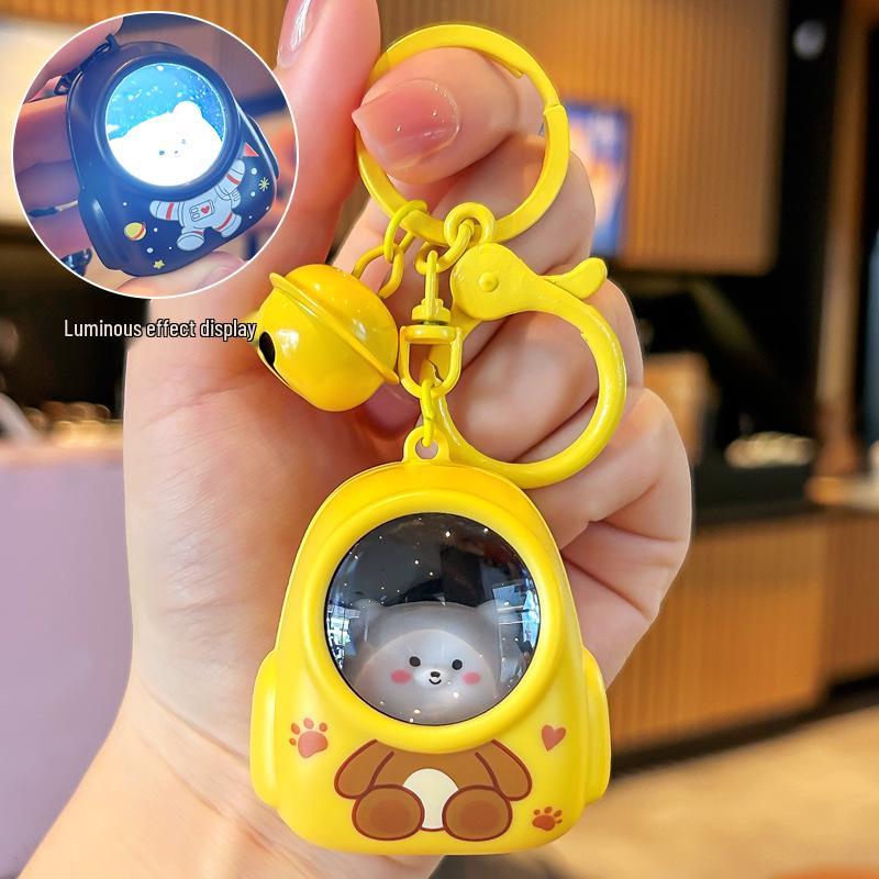 Luminous Cartoon Bear & Cat Keychain with Night Light - Cute Pendant for Backpacks and Schoolbags