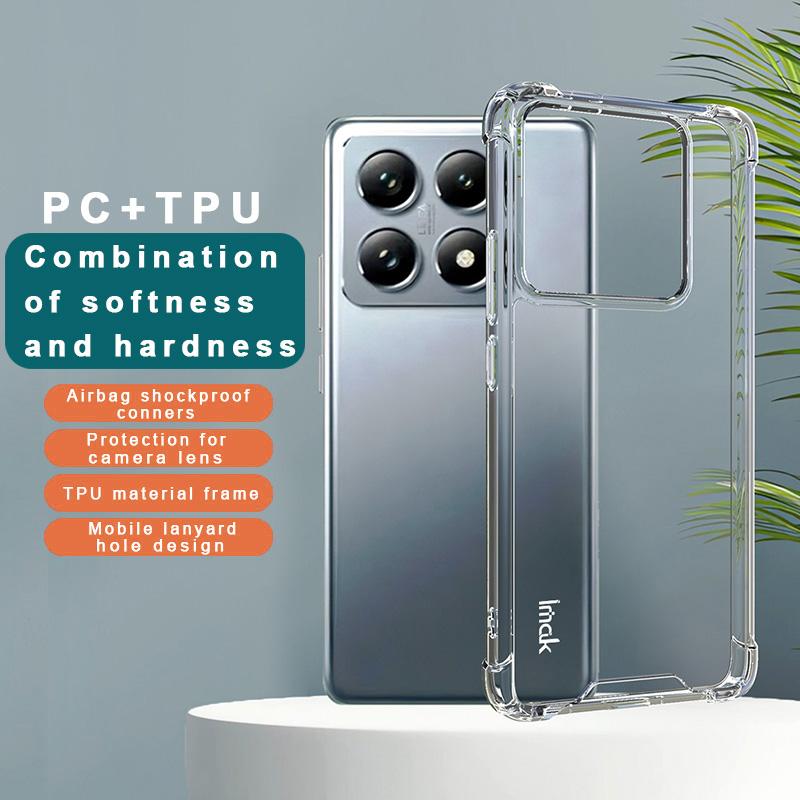 IMAK Etui na Xiaomi 14T Pro PC+TPU Wstrząsoodporne Przezroczyste Etui na Telefon