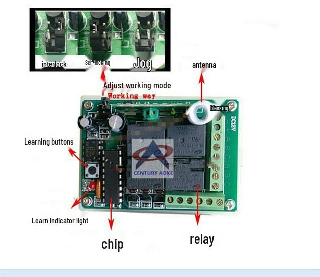 DC12V 4-Way Remote Switch with Wood Grain 4-Key Remote & NO/NC Relay