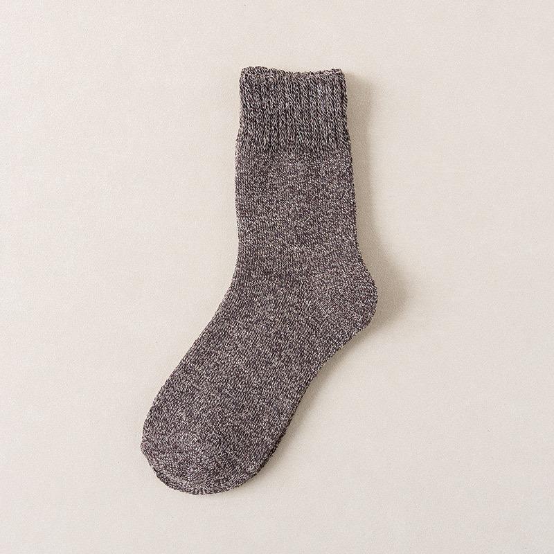 Men's Cotton & Wool Socks: Warm Winter Terry, Business Casual, Solid Color, Long Style