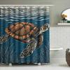 Colorful Sea Turtle Shower Curtain Bath Decor Artistic Design Modern Decoration For Bathroom Blue And Orange Turtles Pattern