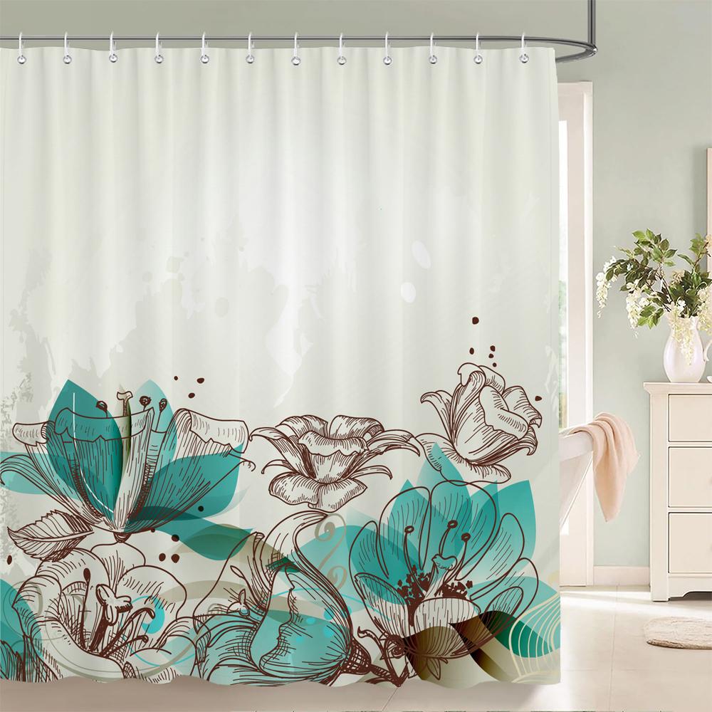 Polyester Fiber Bath Curtain 3d Printed Shower Curtain with 12 Hooks for Home Bathroom Decor Bath Screen Shower Curtains