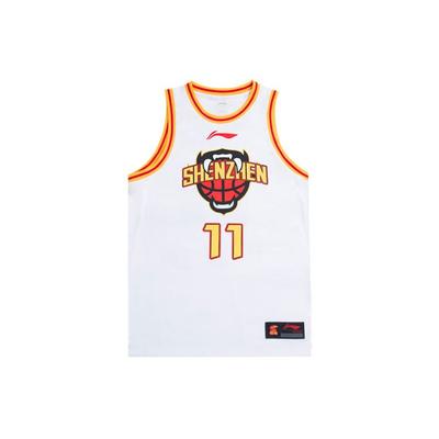 Camiseta de Baloncesto Li Ning CBA Alliance SW Edición Fan Temporada 2021-2022 Equipo Shenzhen Shen Zhi Jie 11 Local Hombre Camiseta Estándar-Blanco AAYR697-1