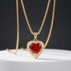 European and American Popular Love Necklace Women's Copper Inlaid Synthetic Zircon Heart Pendant Collarbone Chain Heart of the Ocean Jewelry