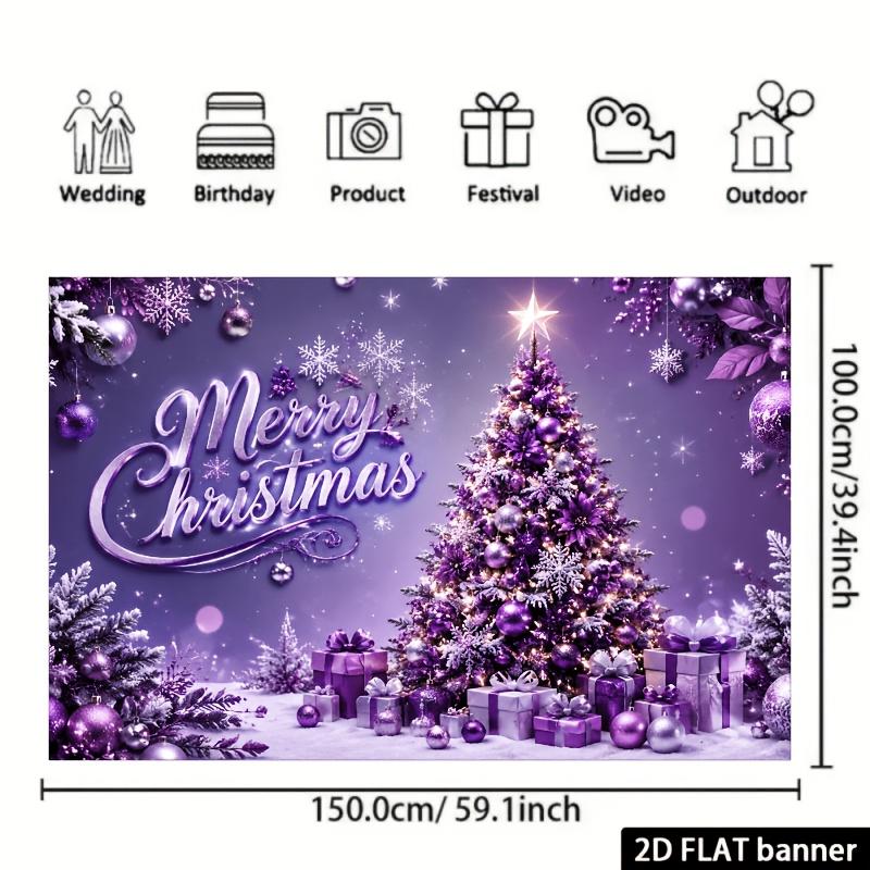 1Pcs Purple Christmas Tree Gift Boxes Baubles Decoration Background Xmas Backdrop Decorations For Photo Studio Photo Booth Party