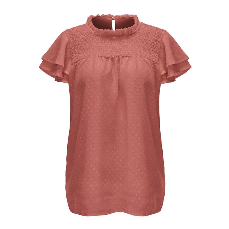 Sommer frauen T-shirt Einfarbig Jacquard Chiffon Hemd Lose Rundhals Pullover Kurzarm Top T-shirt