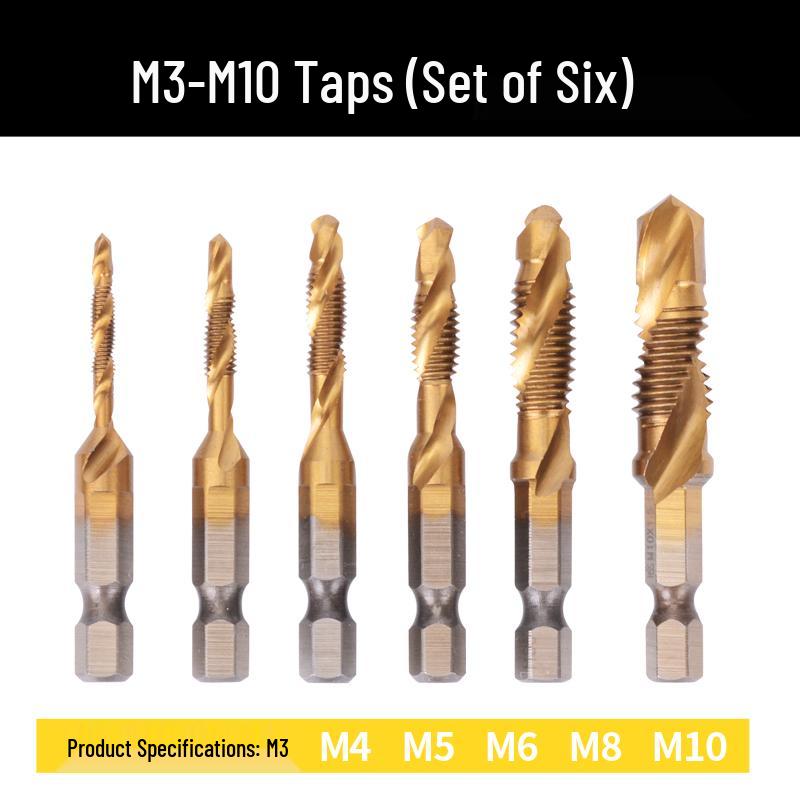Cobalt Drill-Tap Combo for Stainless Steel: Taper Tap Set with Integrated Drilling and Thread Tapping.