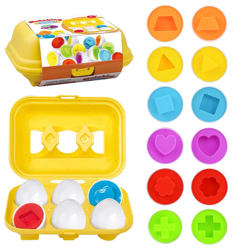 Children'S Educational Early Education Shape Matching Smart Egg, Pull Rope Hen Simulation Assembled Egg Model Toy