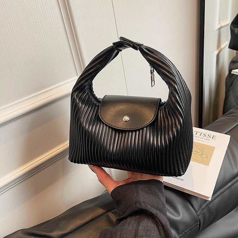 

Niche design pleated striped bag 2025 new women s bag versatile simple shoulder pillow bag crossbody armpit bag