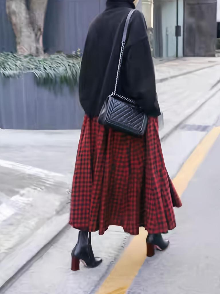 High-End Retro Plaid A-Line Skirt - Elegant, Versatile & Comfortable Slim Fit