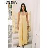 Zaprha 2025 Summer New Seaside Holiday Style Yellow Loose Backless Patchwork Dress 8232702