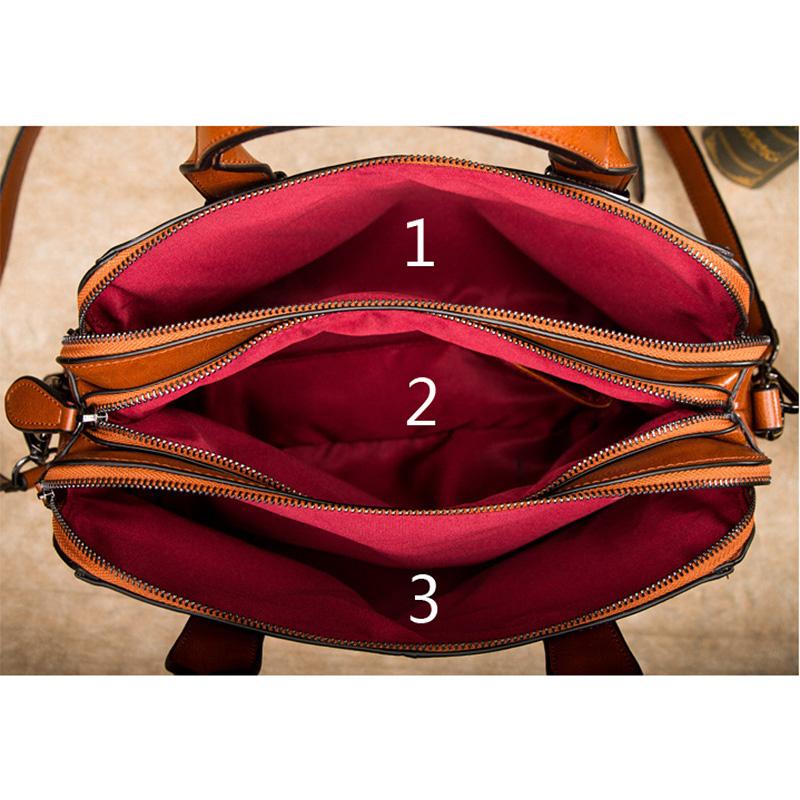 Genuine Leather Women Totes Luxury Handbags Double Zipper Design Ladies Shoulder Bags Designer Real Cowhide Handbags Sac A Main