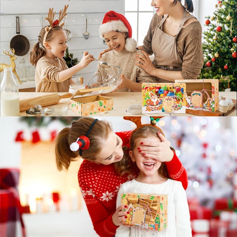 27Pack Christmas Kraft Cookie BoxesWithWindow LargeHolidayBakery Treat Gift Box For Cupcake Candies Food Packing Xmas Containera
