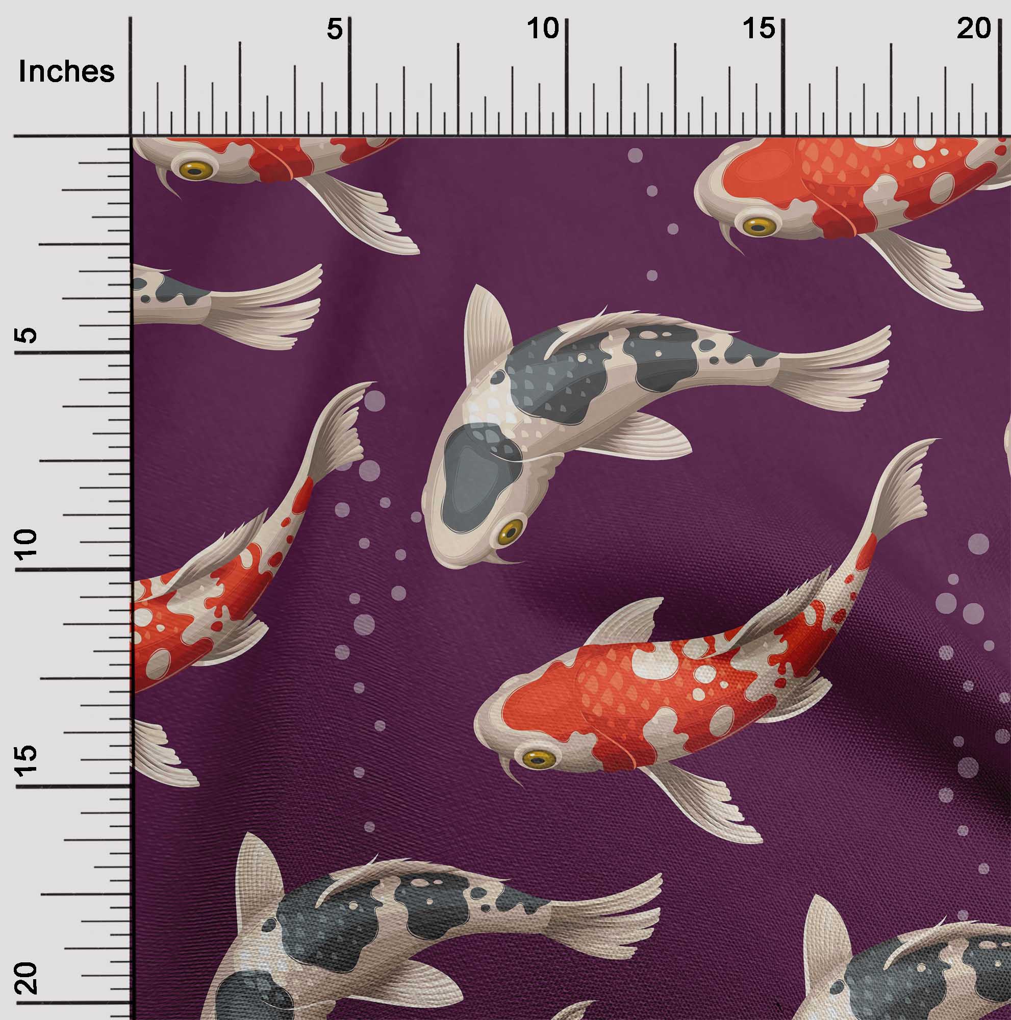 

OneOone Cotton Flex Темно-зелена тканина Bubbles & Koi Fish Ocean Швейний матеріал Тканина з принтом у дворі 40 дюймів 42 Inch Wide - Viscose Chiffon винний