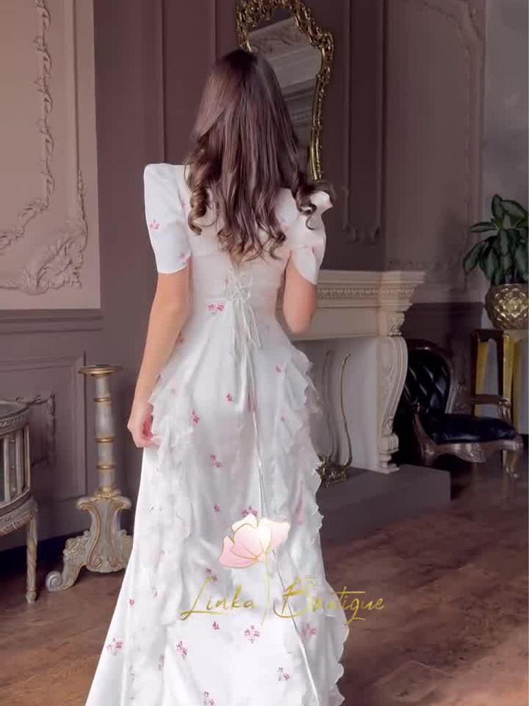 2025 Spring Sweet Style Short Sleeve Silky Elegant Women's Fashion Dress