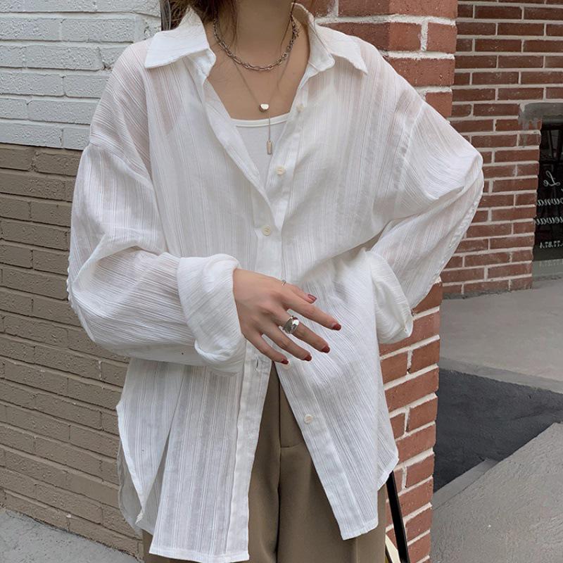 2025 Spring Chic Solid Color Sun Protection Shirt: Versatile, Loose, and Stylish Lapel Design for Women