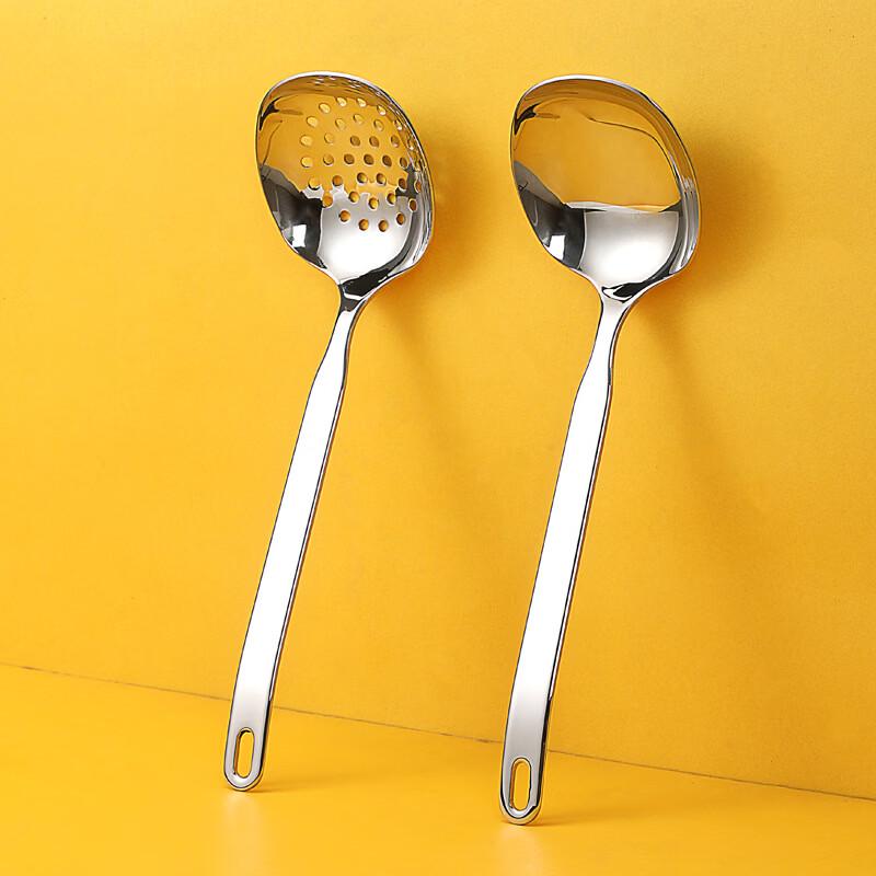 Fanshun 316 Stainless Steel Soup Ladle & Slotted Spoon Set (2-Pack)