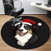 1PC Christmas Dog Office Round Area Rug,  Mat Suitable ForOffice, Under Office Chairs Bedroom Living Room Home Decor, Room Deco