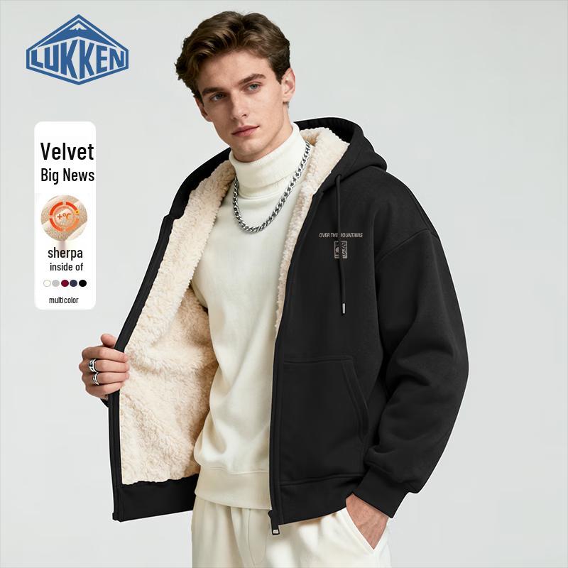 

LUKKEN Men s Heavyweight Fleece Lined Hooded Cardigan Sweatshirt L