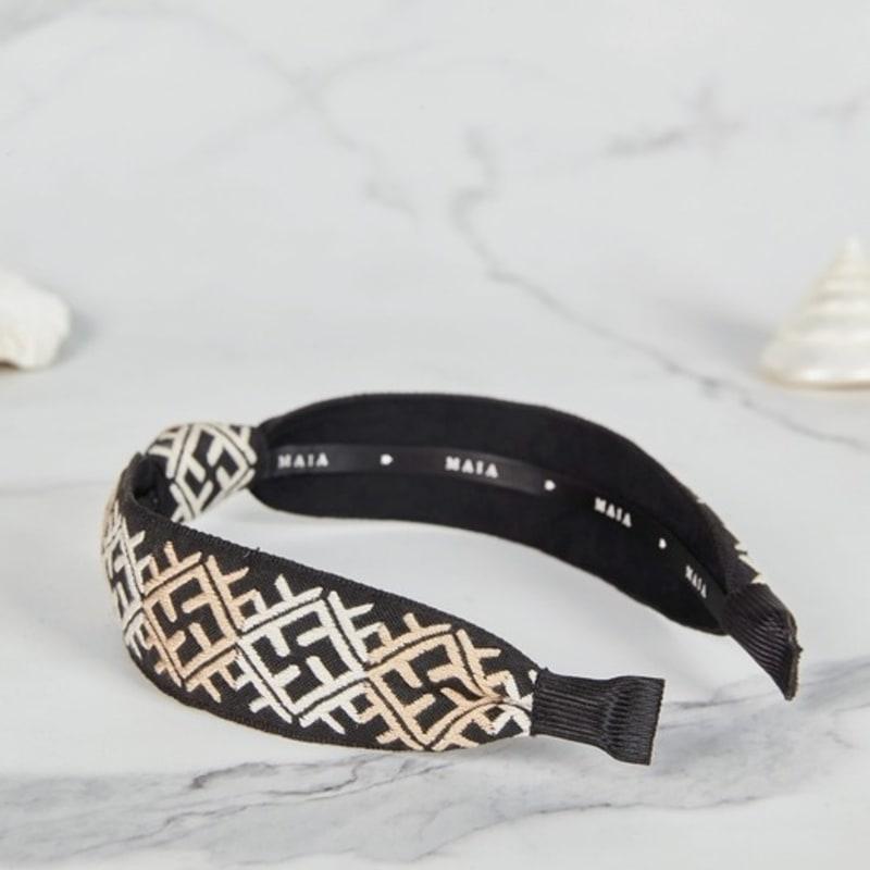 MAIA Pattern Jacquard Hairband - Beige