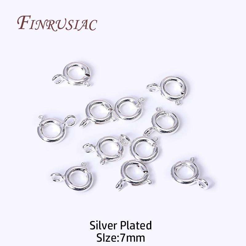 5/5.5/6/7mm Size 18K Gold Plated Brass Spring Ring Clasp with Open Ring, Round Clasps Connector For Bracelet Necklace Making