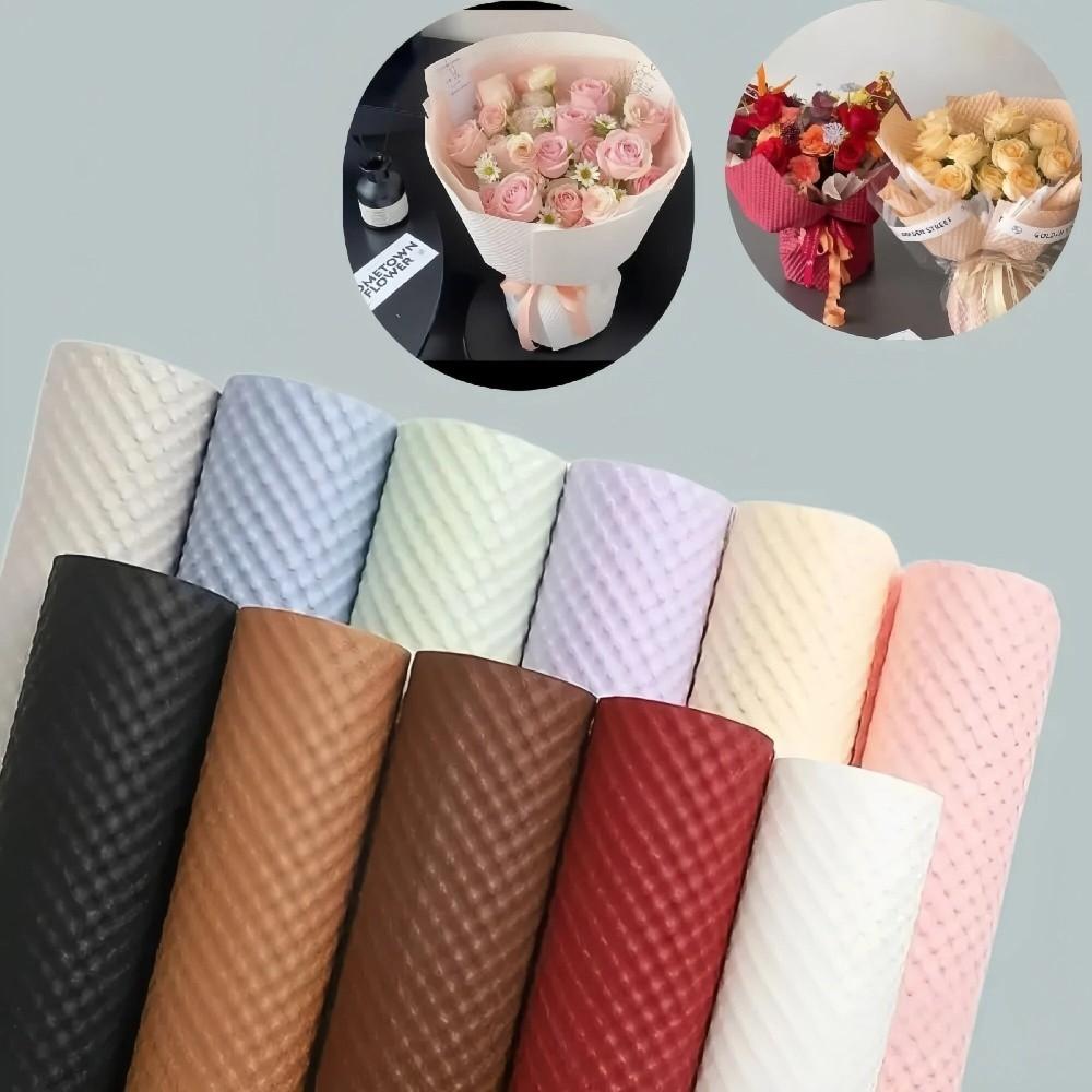 10Pcs Matte Finish Embossed Bouquet Wrapper 3D Wave Embossed Florist Bouquet Packaging Flower Shop
